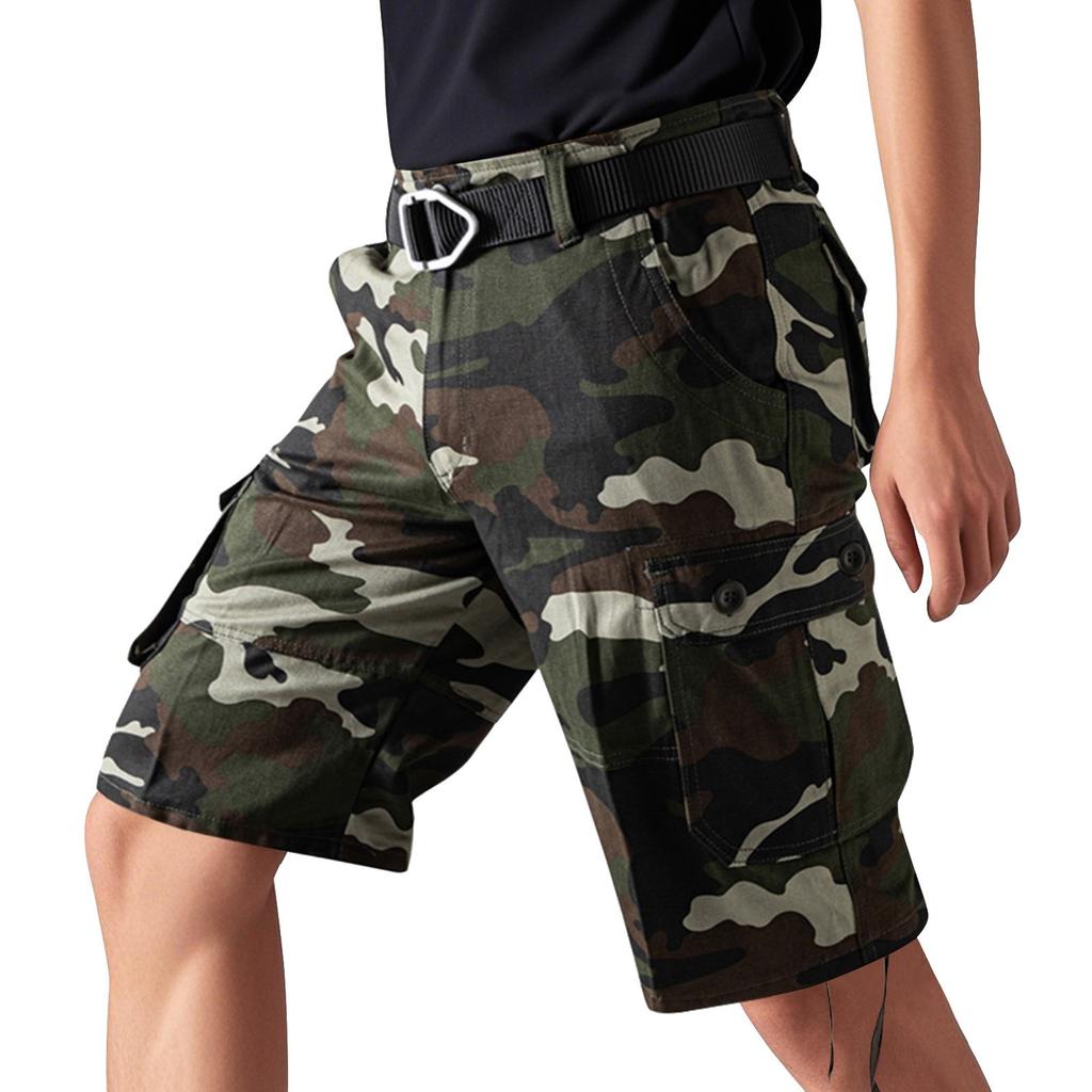 Мужские летние рабочие шорты, свободные повседневные брюки с пятью точками, мужские летние камуфляжные повседневные шорты-карго