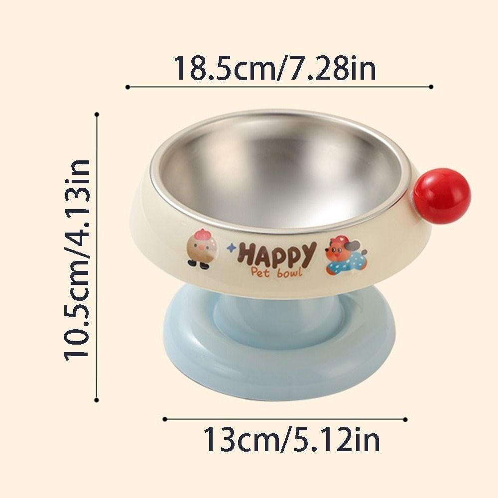 Stainless Steel Pet High Footed Bowl Cartoon Anti Slip Cat Bowl Large Capacity Anti Vomiting Elevated Pet Feeder Bowl