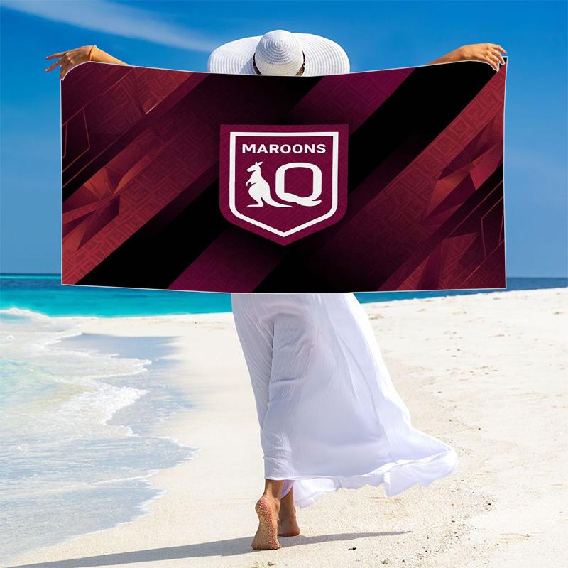 Maroons Print Beach Towel, Large Soft Quick Dry Towel for Beach Camping Swimming