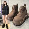 Женские ботинки Мартина на молнии спереди, осенние новинки, ретро замшевые ботинки на толстой подошве с увеличением высоты, универсальные одинарные ботинки