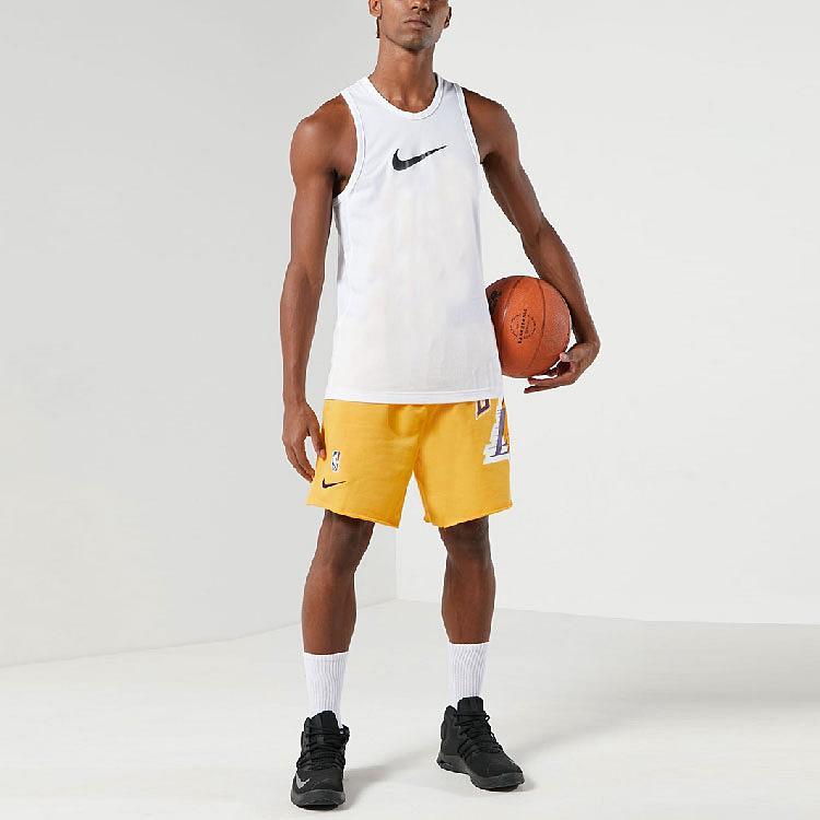Nike Лос-Анджелес Лейкерс Баскетбольные спортивные повседневные дышащие шорты Мужские плавки Желтые DB1956-728