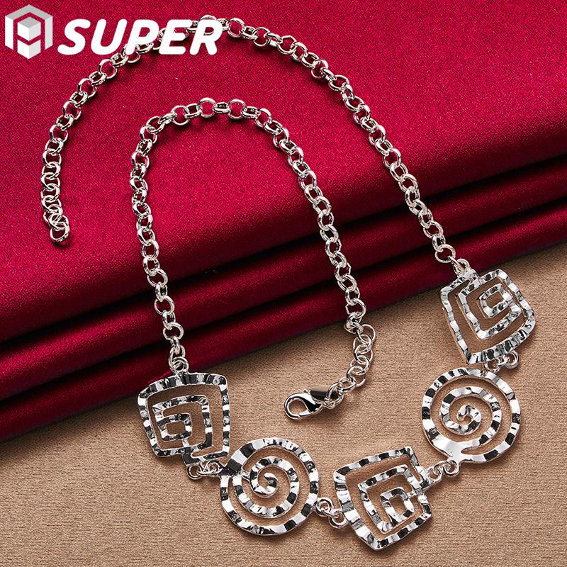 Ювелирные изделия из стерлингового серебра 925 пробы, 20-дюймовое ожерелье с полой нитью