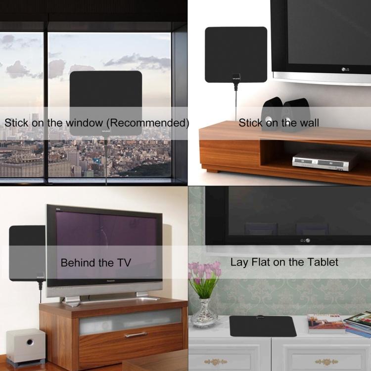 Ultra-thin Indoor HD Digital TV Antenna with 50 Miles Long Range Amplifier