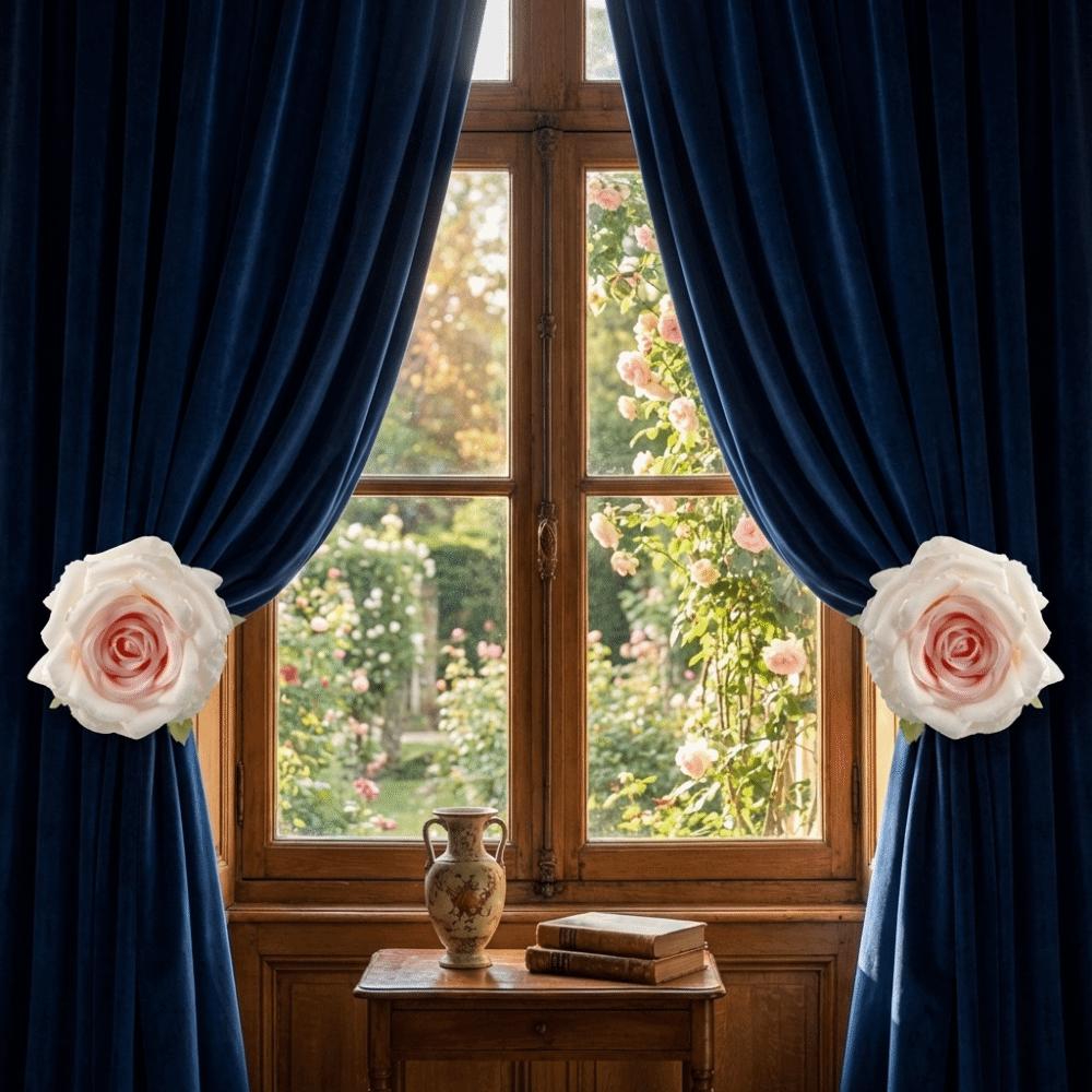 Realistic Rose Curtain Clips Exquisite Curtain Straps Clips Curtain Tape Dormitory