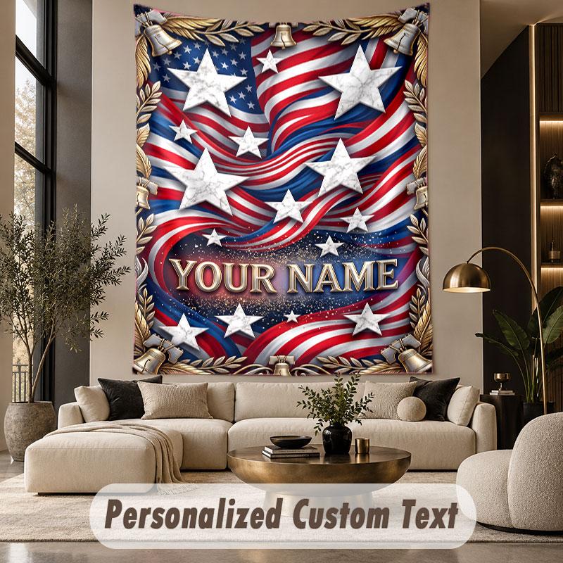 American Patriotic (86) Theme Custom Tapestry Personalized Custom Name Text Wall Hanging Tapestry Home Decor Background Cloth