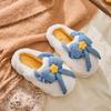 Нескользящие хлопковые тапочки зимние домашние холодные с закрытой пяткой милые с бантом теплые тапочки хлопок зима