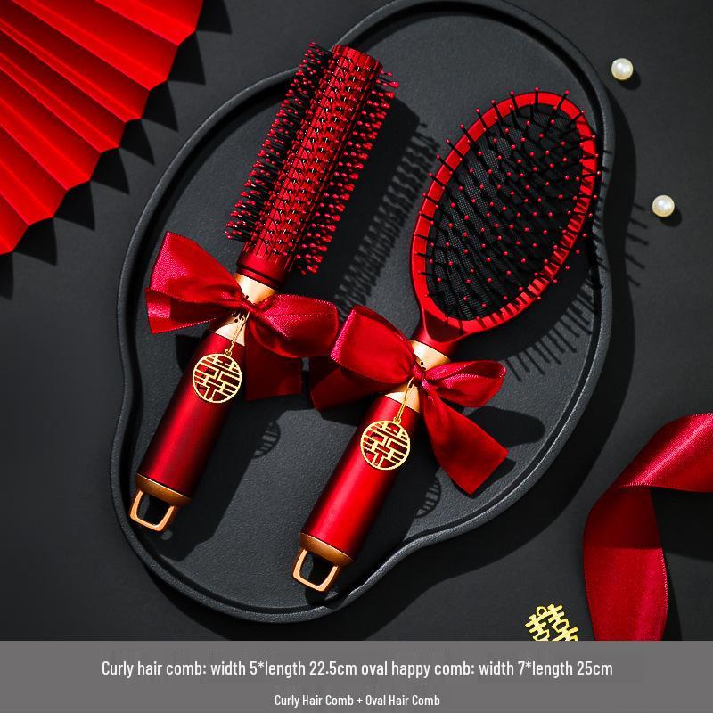 Высококлассный красный свадебный набор расчесок-подушек для женщин – Полный приданое, пара расчесок радости