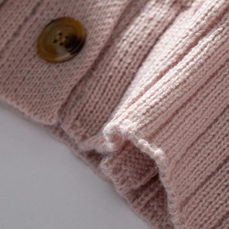 Loose Knitted Sweater Coat Women Solid Color V Neck Lantern Long Sleeve Cardigan Single Breasted