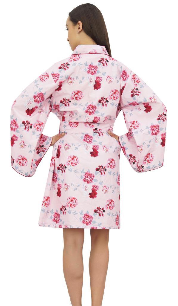 Bimba Женский халат-кимоно бордового цвета с поясом и цветочным принтом, накидка для сна -