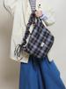 Женская клетчатая холщовая сумка-тоут через плечо 2025 - корейский ленивый стиль для осени и зимы