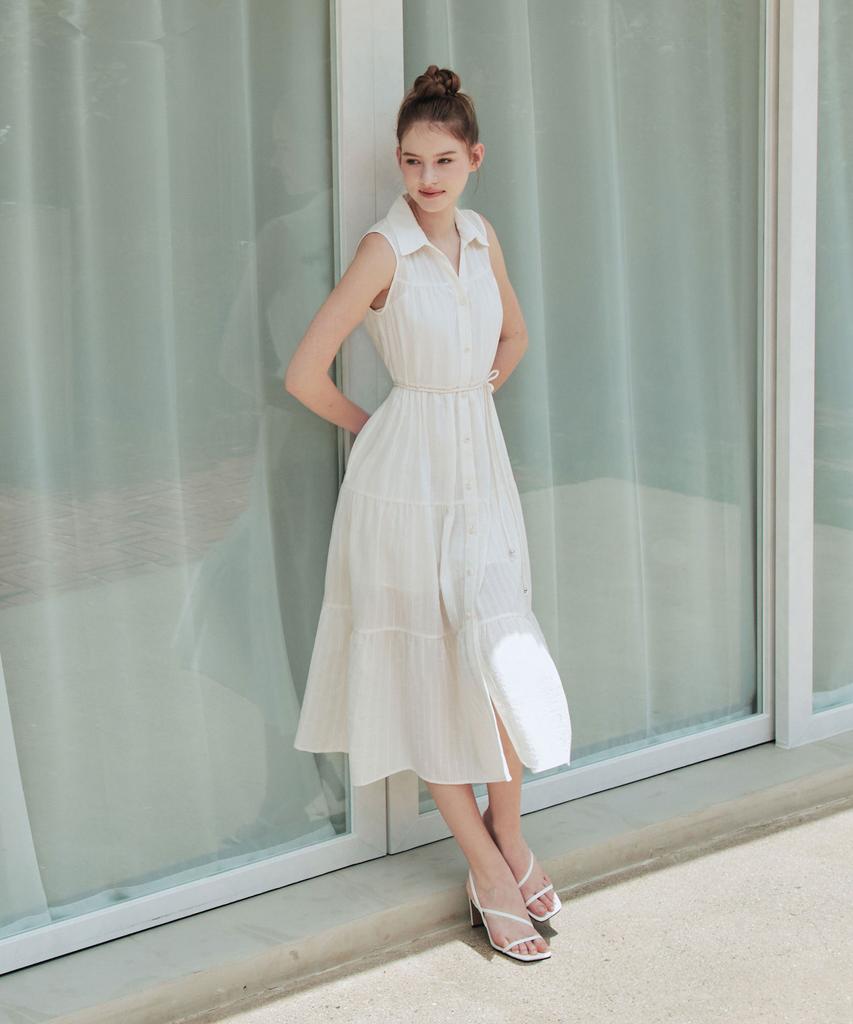Zero Street [Sleeveless Ver.] Soft Shirt Dress / Ivory