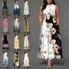 New Women Summer Print Sleeveless Vest Dress S-5XL Summer Vintage Loose Round Neck Pocket Long Dress Boho Plus Size