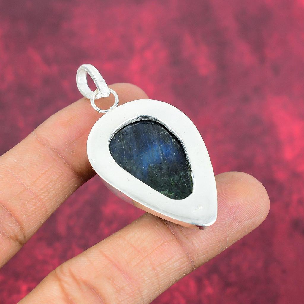 Labradorite Pendant, Handmade Gemstone 925 Sterling Silver Pendant Antique Jewelry, For Gift Silver Jewelry