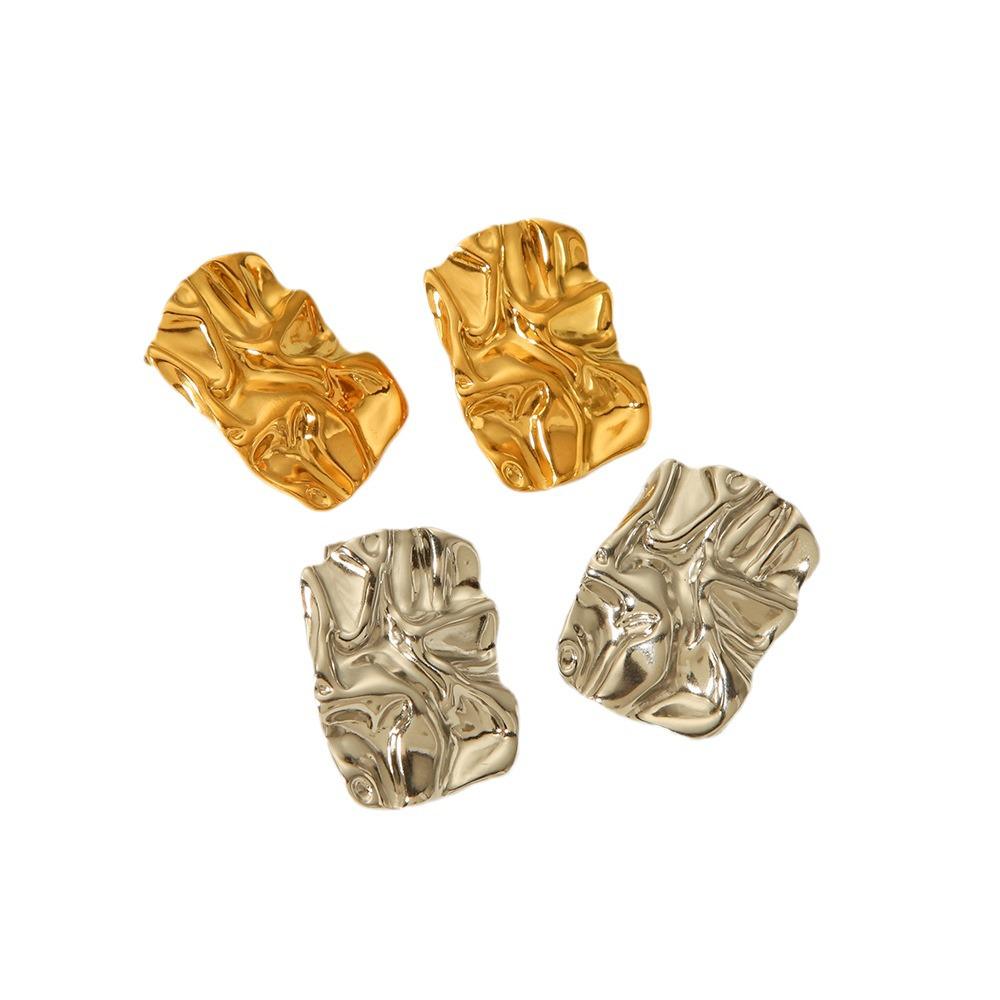 Серьги из титановой стали с 18-каратным золотым покрытием в стиле INS с плиссированной текстурой лавы, кованые – женский универсальный дизайн высокого класса.