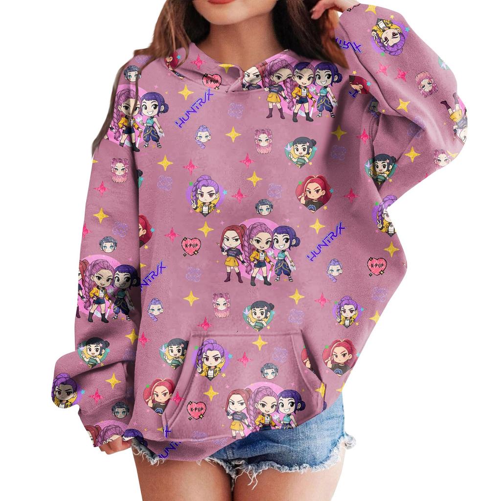 Sweatshirts For Teen Girls Hoodies Long Sleeve Drawstring Pullover Cute Printed Hoodie Top