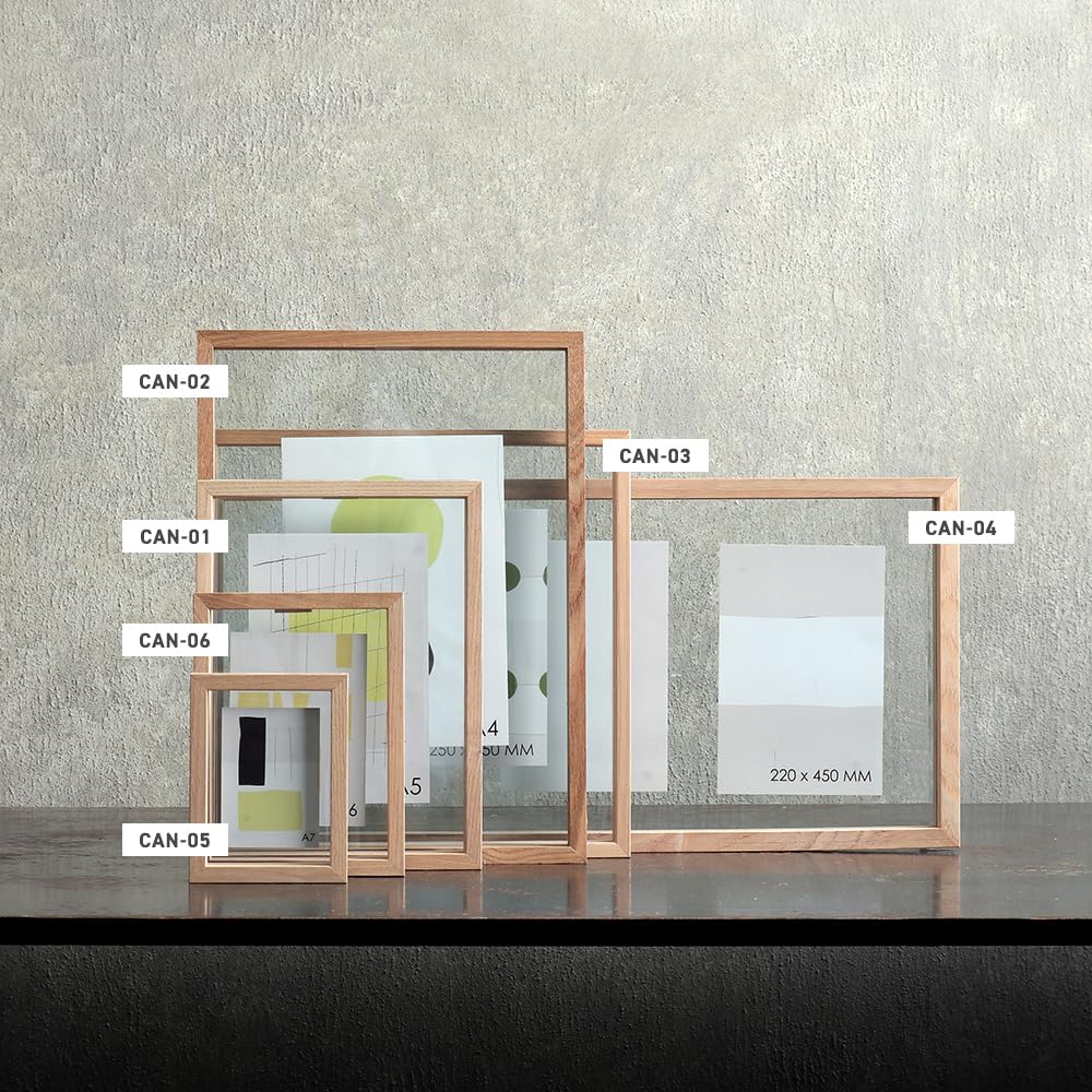 CAN-04 Горизонтальная фоторамка, вмещает 3 открытки, Стеклянная парящая рамка, Магнит NS №57923