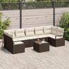 vidaXL 8-piece Garden Sofa Set with Brown Poly Rattan Cushions 3354967