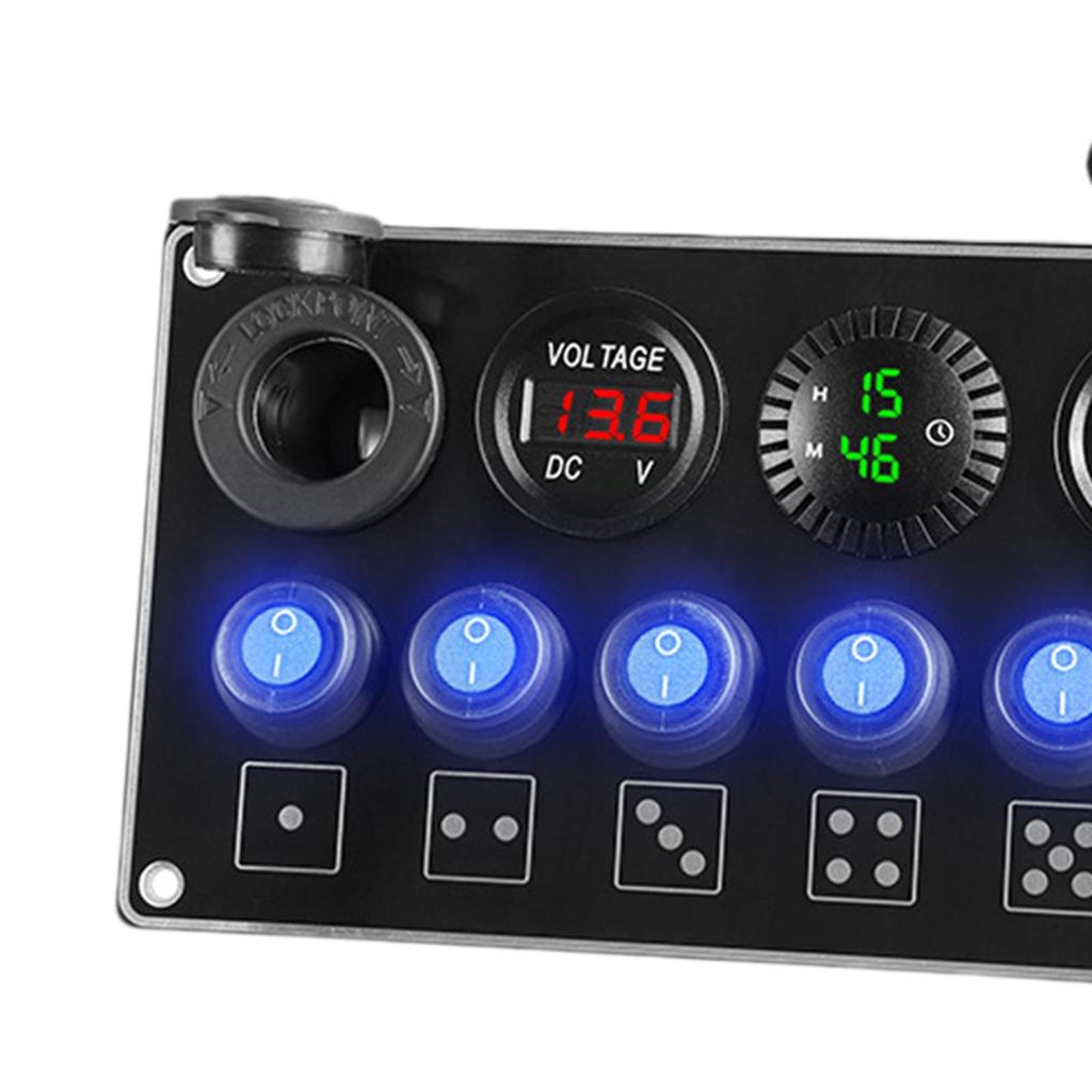 Панель разъема зарядного устройства прочная водонепроницаемая 7-переключательная PD + QC 3.0 модифицированная морская панель переключателей для грузовиков, лодок, мотоциклов, морских судов