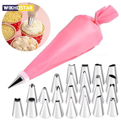 14/26 шт. фиолетовые силиконовые кондитерские мешки, насадки для кухни, сделай сам, глазурь для торта, насадка из нержавеющей стали, многоразовые инструменты для украшения рта