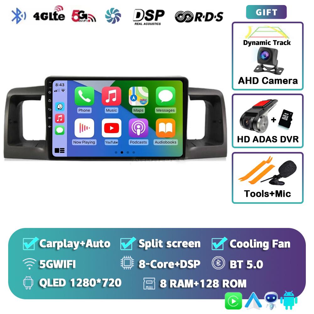 Android 14 Carplay Автомагнитола для Toyota Corolla E120 E 120 BYD F3 2007 2008 2009-2011 Мультимедийный Видеоплеер GPS Стерео