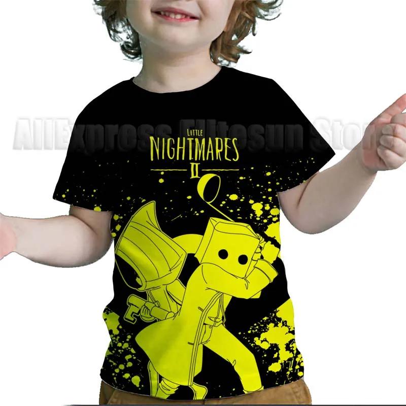 Летние детские футболки Little Nightmares 2 Детские мультяшные аниме 3D футболки для мальчиков, девочек, подростков, малышей Футболки Топы