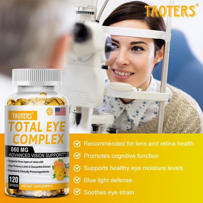 Total Eye Complex Capsules 860mg, Lutein & Zeaxanthin Bilberry Extract, 120CT, Vegan Non‑GMO Gluten‑Free