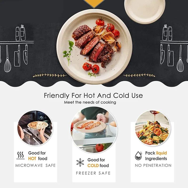 50 шт одноразовых тарелок 6/7/8/9/10 дюймов бумажные обеденные тарелки экологически чистые разлагаемые столовые приборы на день рождения для кемпинга пикников вечеринок