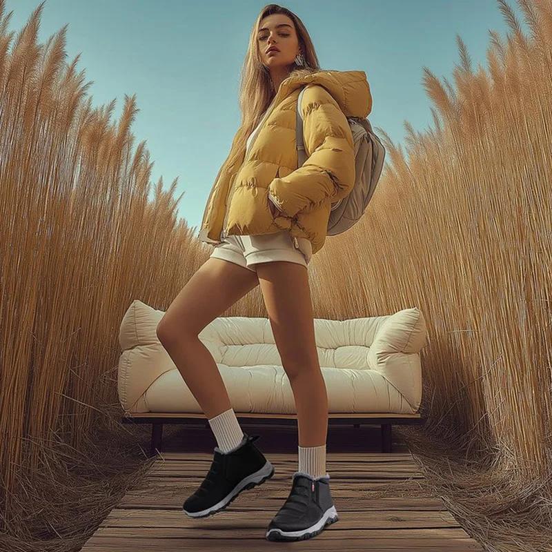 Модные черные винно-красные балетки, зимние короткие плюшевые хлопковые ботинки до щиколотки для женщин, повседневная обувь, нескользящие теплые женские боты