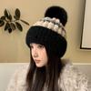 Цветная вязаная шерстяная шапка Женская зимняя ретро шапка с защитой ушей Милая и симпатичная Холодная и теплая Холодная шапка