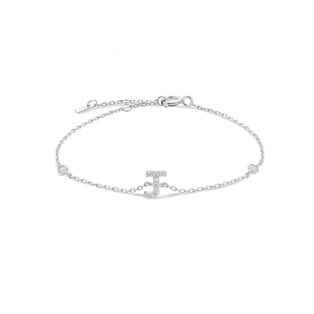 VEWANT 925 Silver Monogram Letter A - Z Initial Charm Chain Bracelet Luxury Wedding CrystalFine Jewelry