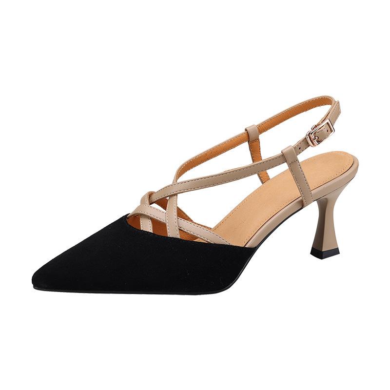 2025 летние новые босоножки с заостренным носком женские туфли на тонком каблуке, подходящие по цвету высокие каблуки, темпераментная женская обувь, модные босоножки