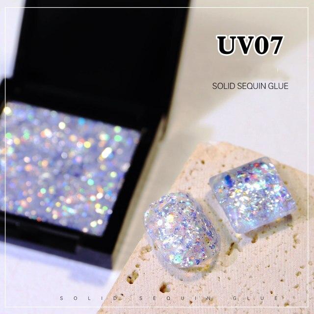 УФ твердый клей с блестками, стильный лак для ногтей, клей для фототерапии, твердый блестящий клей с блестками, аксессуары для ногтей