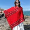 Rhombic Knitted Cape Printing Tassel Scarves Retro Imitation Cashmere Shawl  Student