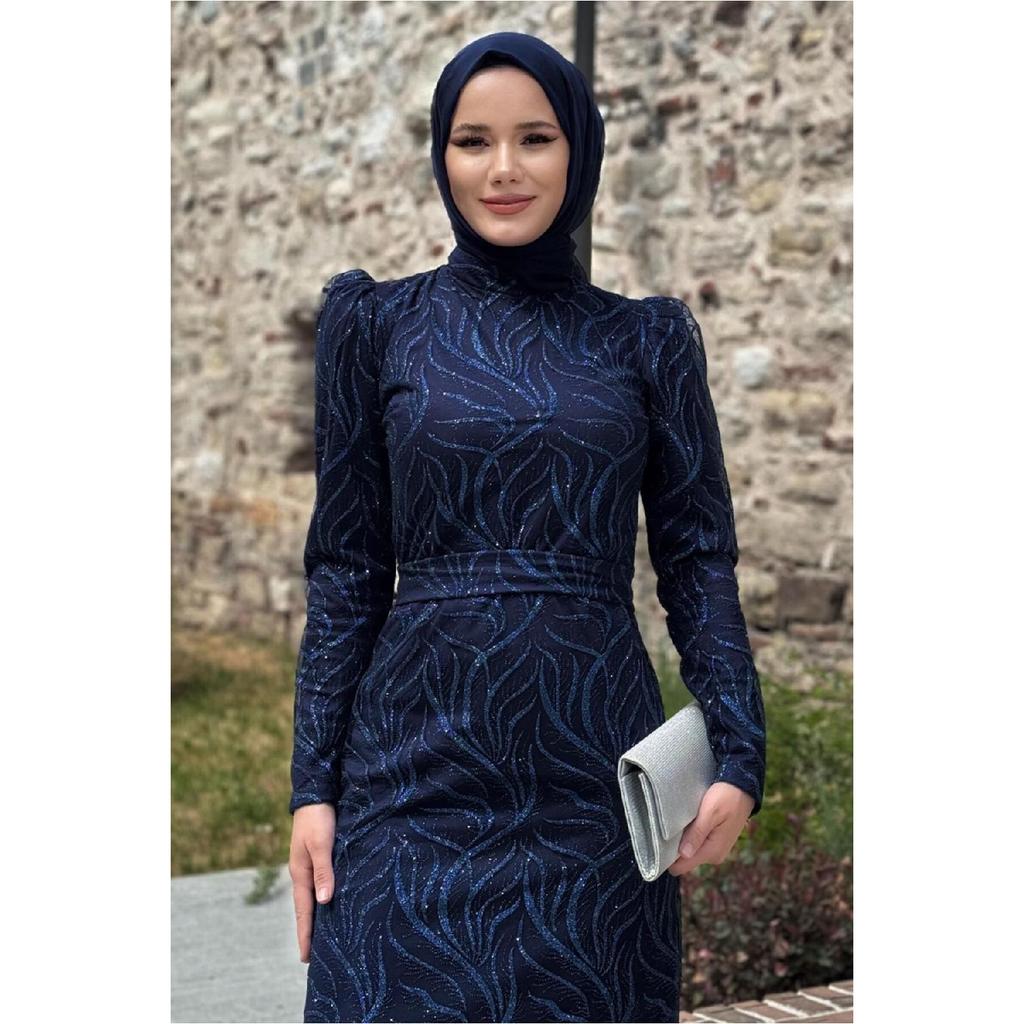 Женское серое вечернее платье с рисунком T 0411