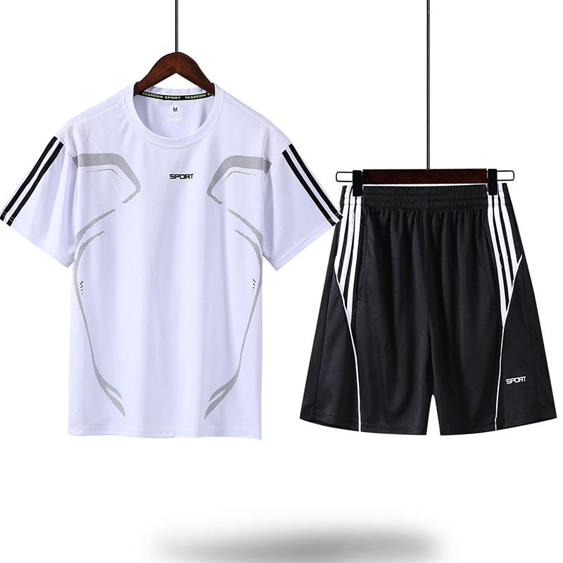Мужской летний костюм для фитнеса, спортивный костюм, мужской костюм из двух предметов
