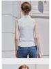 Women's White Sleeveless Slim Fit Korean-Style Blouse - Professional Summer Cotton Top