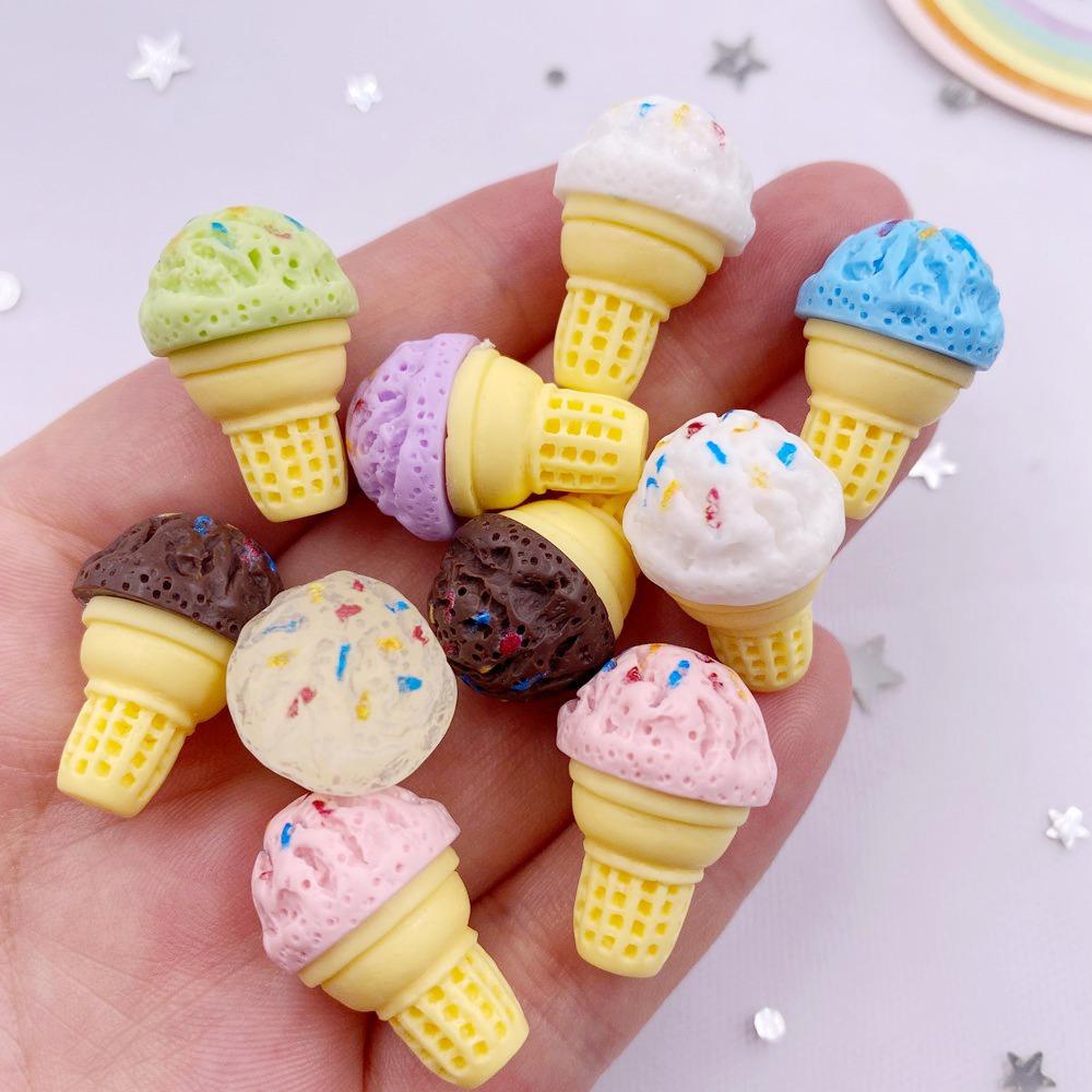 Colorful Resin 3D Cheese Cone Flatback Cabochon Stone Fake Candy Food Figurines 10pcs DIY Bow Accessories Scrapbooks Crafts