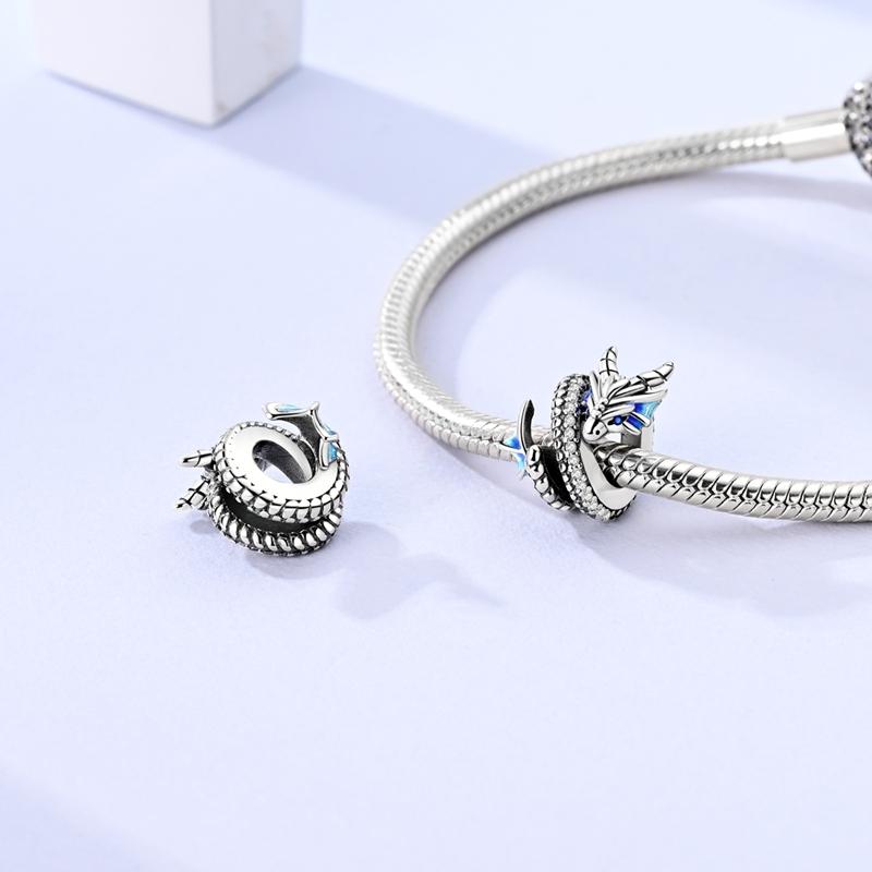 Медные Шармы Бусины Милые Шармы-Хамелеоны в форме Огненного Дракона Подходят для Оригинальных Подвесок Браслет Сделай Сам Женские Ювелирные Изделия Подарок