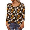 Рубашки с длинным рукавом для женщин, Хэллоуин с рисунком и графическим принтом, футболки, блузки, повседневные базовые топы больших размеров, пуловер