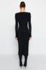Women's Dress New Season Fashion Black Fitted Knitted Elegant Evening Dress