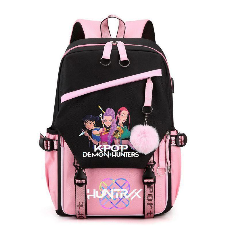 Stylish K-Pop Inspired School Backpack Teens Oxford Fabric Padded Straps 16-inch Laptop Compartment Urban Minimalist Design