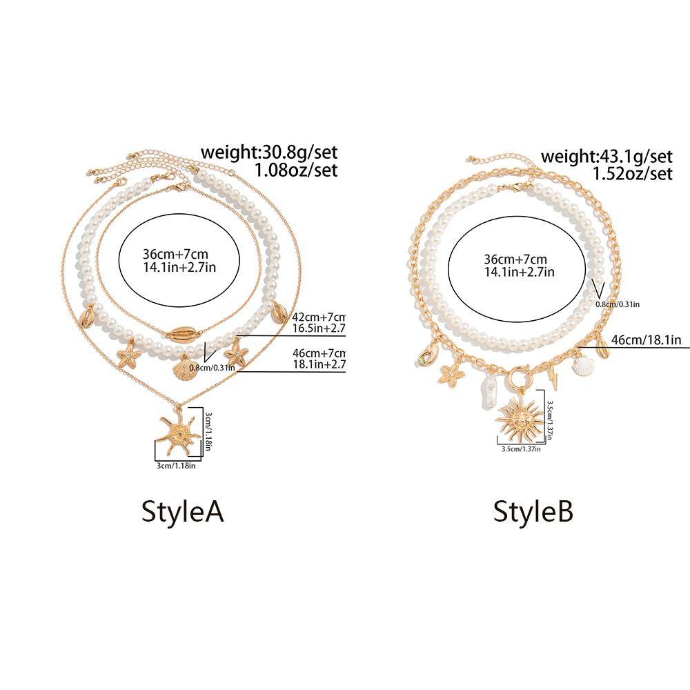 Mulitlayer Shell Multilayer Necklace Pearl Imitation Pearl Necklace Summer