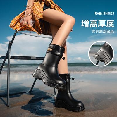 Короткие резиновые сапоги на толстой подошве, женские, для улицы, нескользящие, водонепроницаемые, утепленные, бархатные, короткие, модные