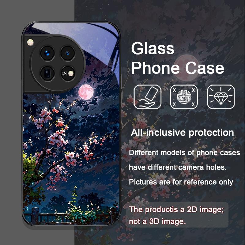 Закаленное стекло с узором 'Лунная Сакура' для телефонов OnePlus 13 R 12 11 10 Pro ACE2 ACE3 Nord CE 4 3 2 Lite Чехлы