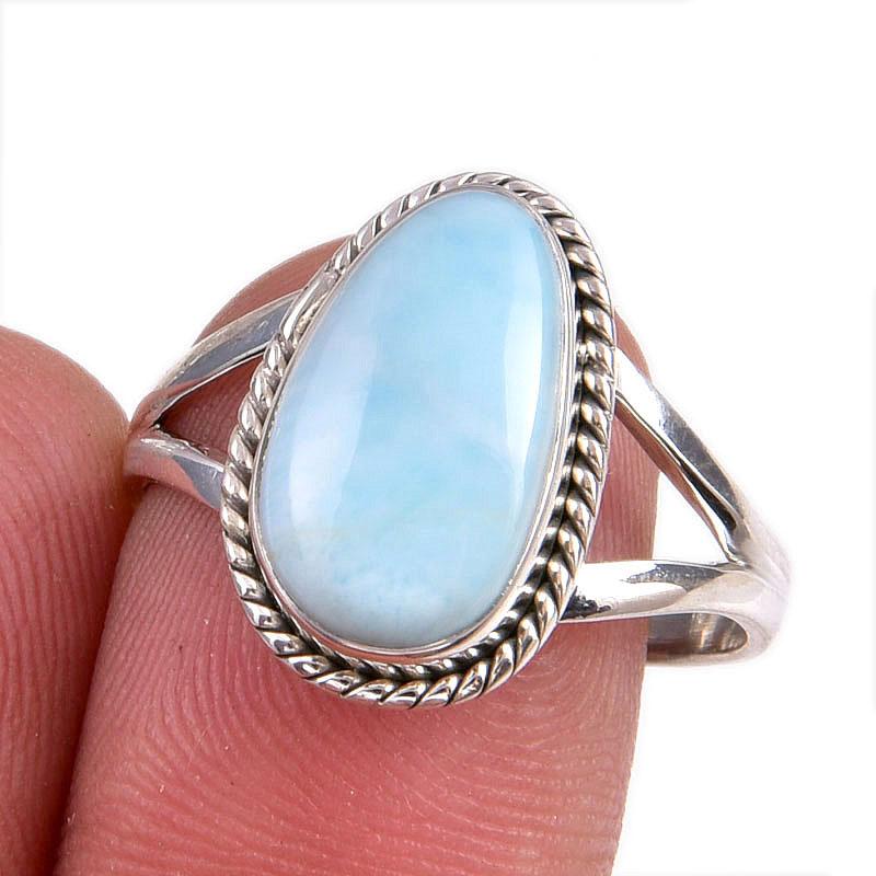 Natural Republic Larimar Gemstone 925 Solid Sterling Silver Gift Ring S.9 Q8M65