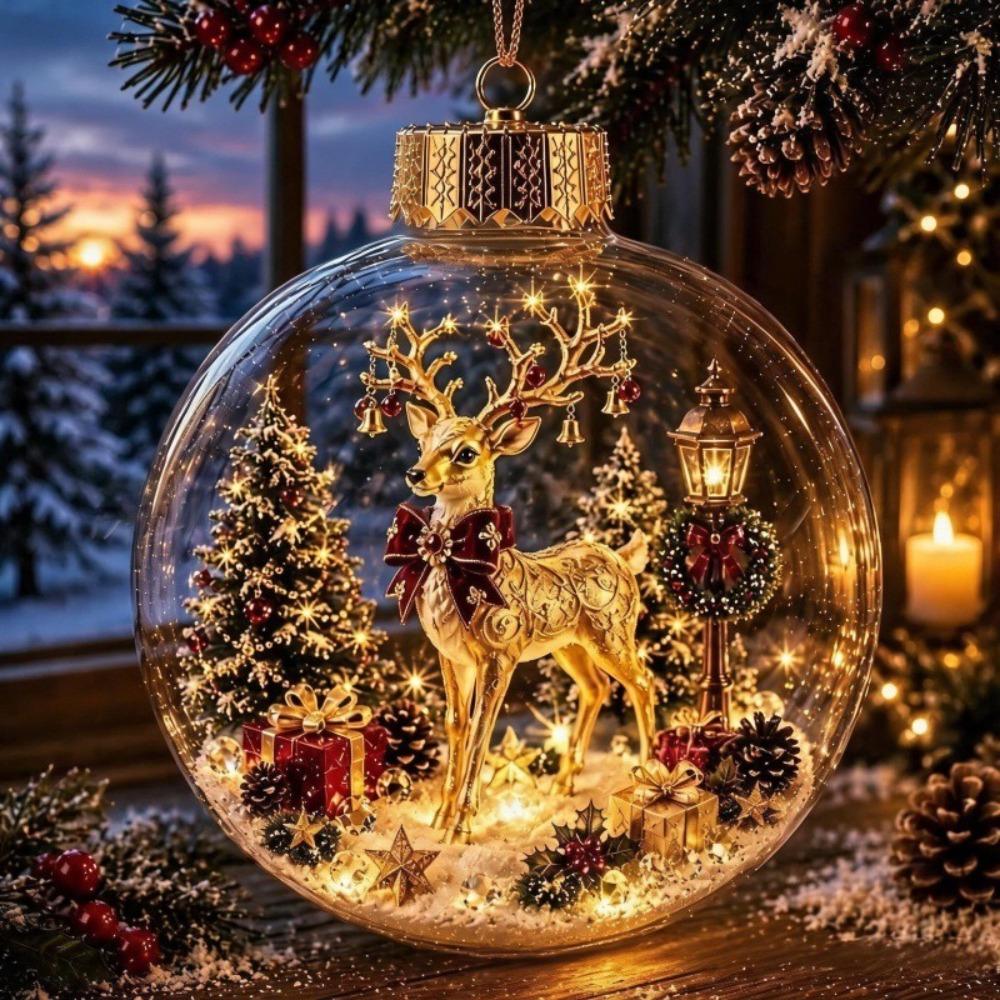with Light Christmas Ball Ornament Acrylic Material Holiday Tree Pendant Holiday Decoration