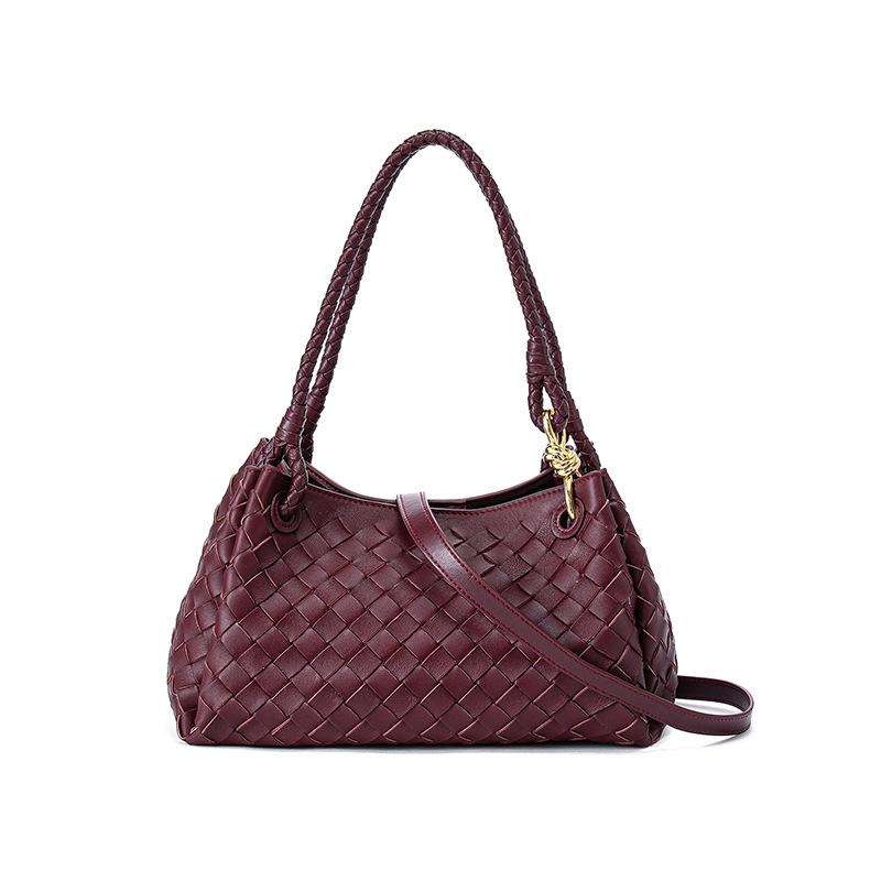 Новая оригинальная женская сумка из натуральной овчины, сумка-парашют среднего размера, ручная работа, плетеная сумка с металлической пряжкой, сумка-тоут на одно плечо и для ношения в руке