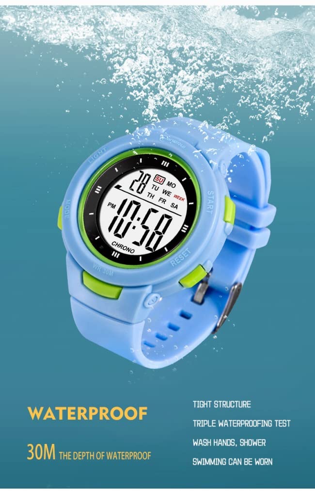 MINGRUI Kids Ladies Bicolor Digital Watch with Big Numbers Ladies Watch Watch Kids Watch Time Set Daily Waterproof Japanese Instruction Manual