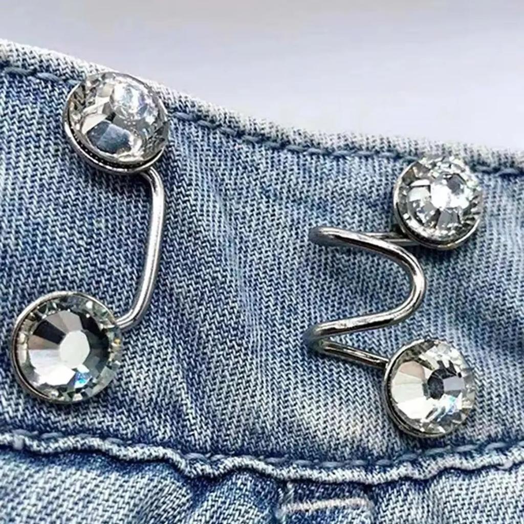 2pcs-Adjustable Waist Buckle Extender No Sewing Pant Clips Waist Tightener Button for Jeans Skirts Sleeves Fit Button Pins Tool