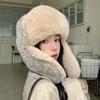 Outdoor Leisure Windproof and Warm Scarf Hat for Women's Winter Versatile Thick Plush Hat To Show Off Their Face Small Bag Head Hat